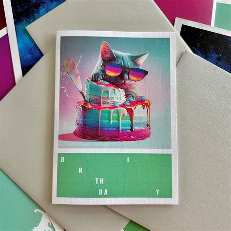 Augmented Reality Birthday Card Cat And Cake Etsy