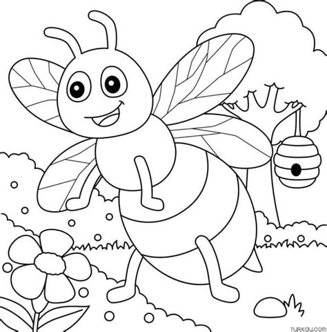 Bee Forest Flower Coloring Page » Turkau