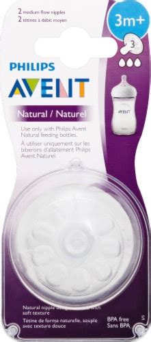 Philips Avent Natural Medium Flow Bottle Nipples 2 Ct Bakers