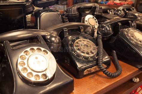 Vintage Telephones On The Table Stock Photo Image Of Number Ancient