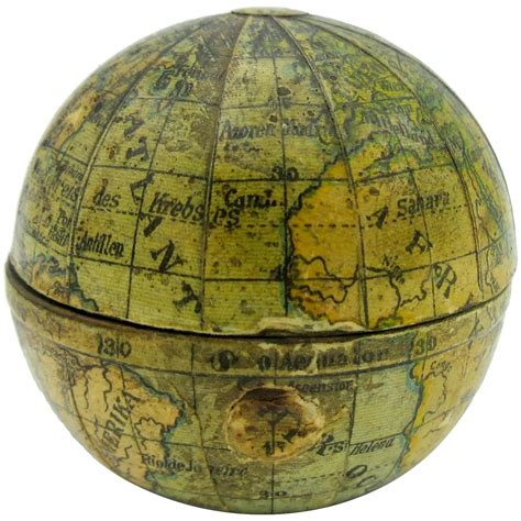 19th Century Miniature World Globe Traveling Inkwell
