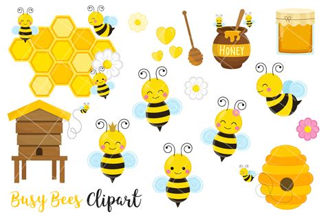 Bees Clipart Cute Bees And Honey Clipart Graphic By Magreenhouse