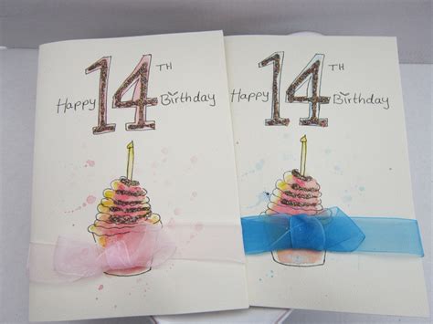 14th Birthday Card Watercolour Card Birthday Cards Etsy Uk Hand