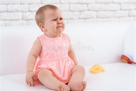 Little Newborn Baby Pink Dressed Crying Bitterly Stock Image Image