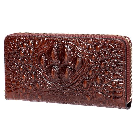 Crocodile Leather Wallets For Women Ladies Wristlet Wallet Pijushi