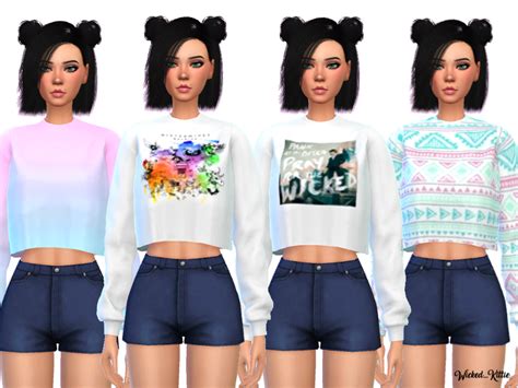 The Sims Resource Loose Cropped Sweatshirt Mesh Needed