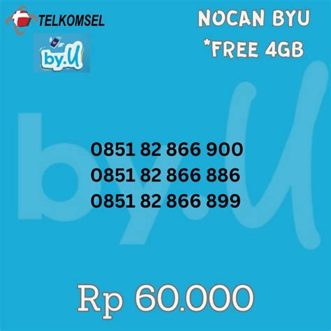 Jual Nomor Cantik Kartu Perdana Byu Byu Telkomsel Murah Nocan Free