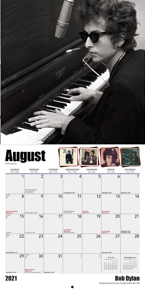 Often regarded as one of the greatest songwriters of all time. Bob Dylan Collector's Edition Calendar 2021 | Bob Dylan ISIS Magazine