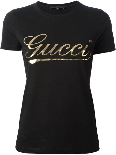 New authentic gucci oversize t shirt with gg logo size stop rated seller. Gucci Brand Print T-shirt in Black | Lyst