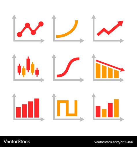 Color Graph Chart Icons Set Royalty Free Vector Image