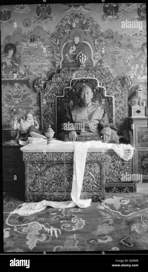 The 13th Dalai Lama Sitting On A Throne At Norbulingka Around 1932