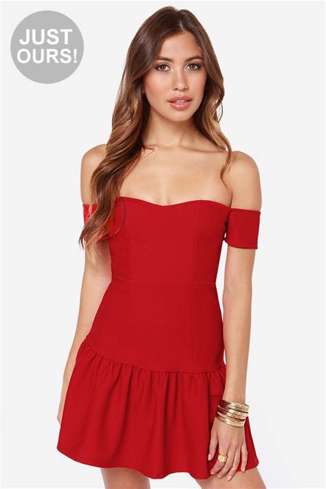 Sexy Red Dress Off The Shoulder Dress 4700 Lulus