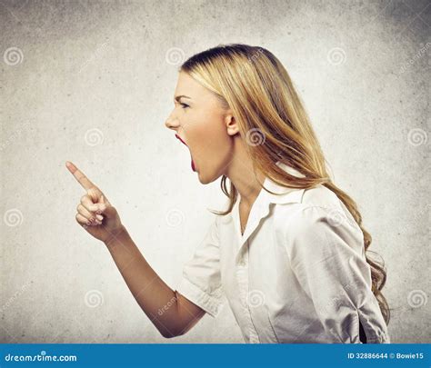 Young Woman Yelling Stock Photo Image Of Indicate Finger 32886644