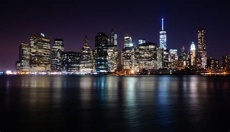 Wallpaper New York Night Long Exposure Cityscape Nightscape