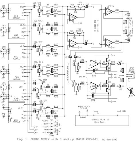 2 Channel Audio Mixer Circuit Diagram