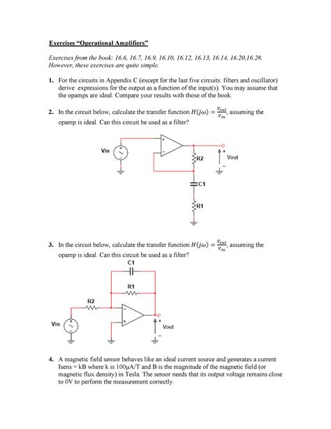 Exercises Operational Amplifiers V U Exercises Operational