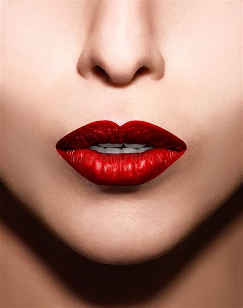 Sensual Open Mouth With Red Lipstick Stock Image Image Of Teeth Retro 49144503
