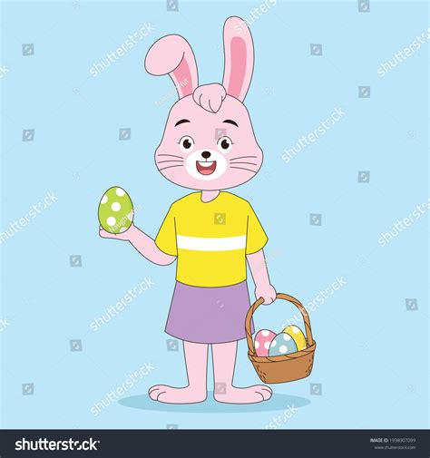 Cartoon Easter Bunny Carrying Basket Full Stock Vector Royalty Free
