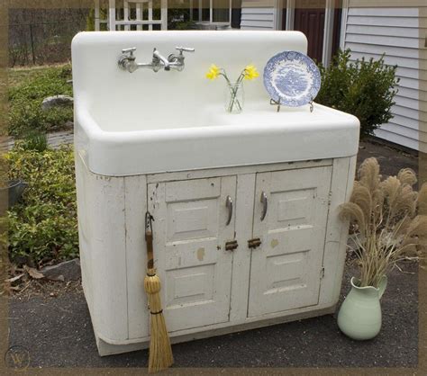 1927 High Back Farmhouse Vintage Antique Farm Sink With Faucet And Cabinet 1926979331