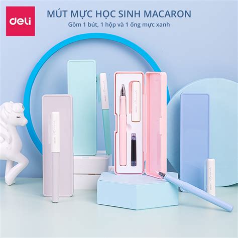 Mua Bút Máy ống Mực Xanh Cao Cấp Deli Cố định Cách Cầm Nắm Macaron Bút