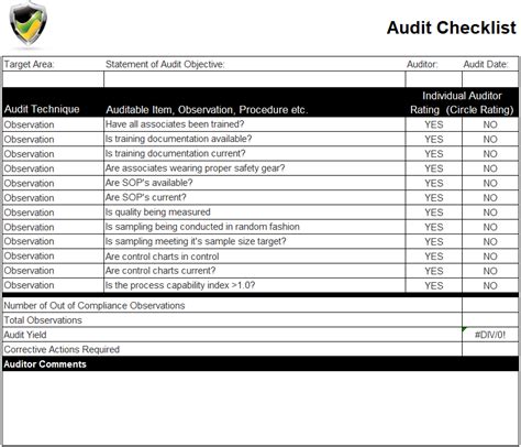 Audit Checklist → Lean Sigma Corporation
