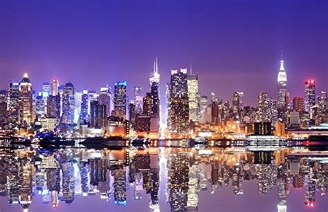 New York Super City Skyline Night Backgrounds Vinyl Cloth High Quality