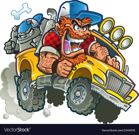 Crazy Redneck In Pickup Truck Royalty Free Vector Image