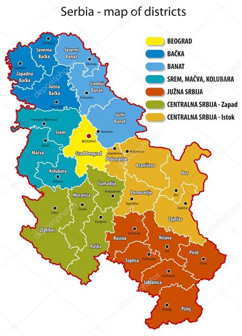 Serbia Map Of Districts Stock Vector Image By ©lukaves 8841852