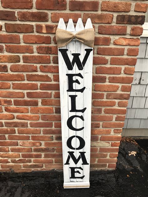 Rustic Wood Welcome Sign Vertical Wooden Welcome Sign 5ft Etsy