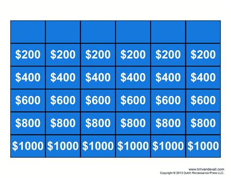 Jeopardy Template Tims Printables