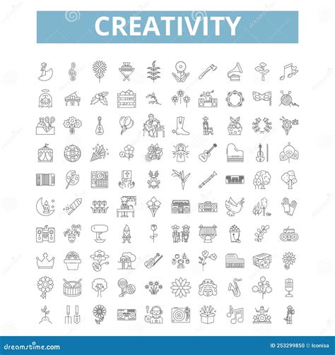 Creativity Icons Line Symbols Web Signs Vector Set Isolated