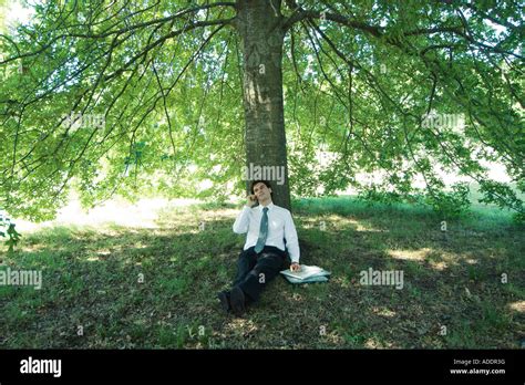Man Sitting Under Shade Tree High Resolution Stock Photography And