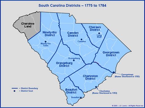South Carolina From Statehood To 1800 The Districts And Counties As
