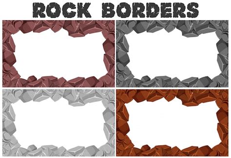 Premium Vector Four Borders Of Rocks In Different Colors