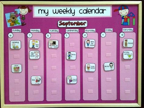 weekly kids calendar schedule activity chore chart
