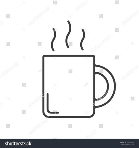Steaming mug linear icon. Teacup thin line illustration. Hot steaming ...
