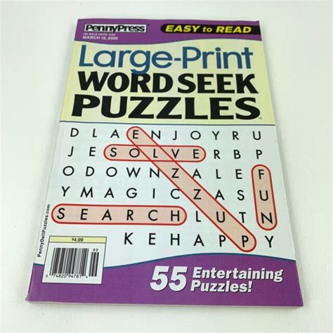 Easy To Read Large Print Word Search Seek Puzzle Book From Penny Press