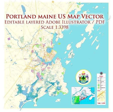 A Map With The Name And Location Of Maine Us Map Vector Eps File Scale 1388