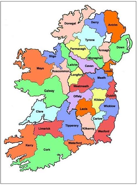 The first highlighted county is in the far bottom left. Map of Ireland | Ireland map showing all 32 counties ...