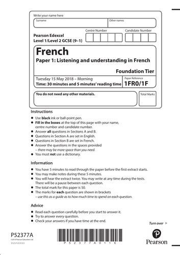 Edexcel Gcse French Revision Session Reading And Listening Teaching