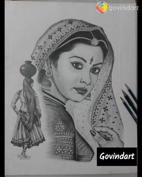 Aggregate 125 Indian Traditional Girl Pencil Drawing Super Hot Vn