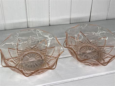 Bowls Berry Bowl Hazel Atlas Pink Depression Glass Bowl Vintage Small