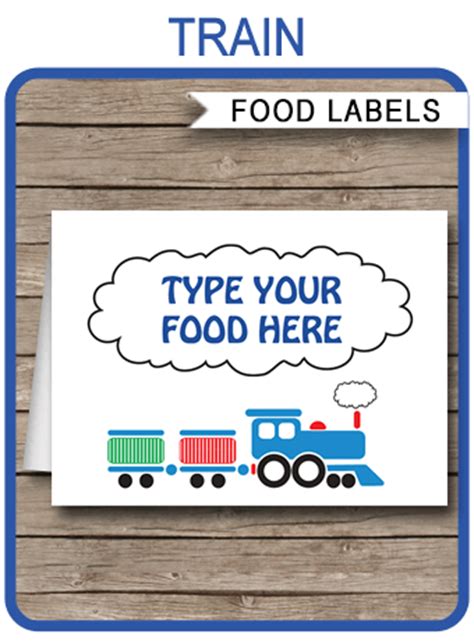 train theme food labels template place cards train