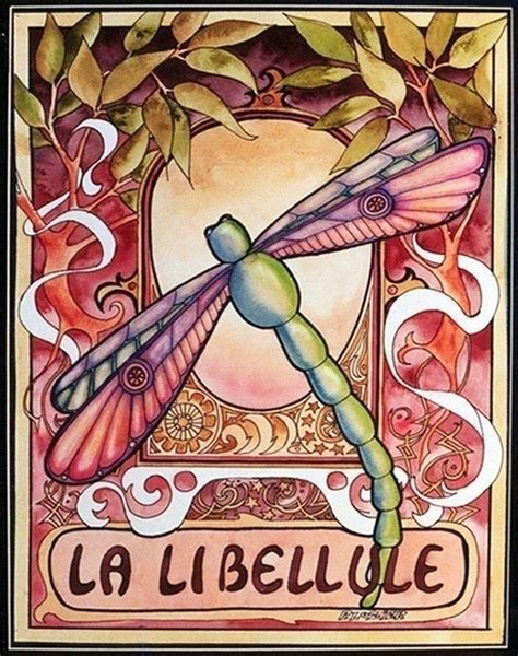 Art Nouveau Dragonfly Art Dragonfly Illustration Dragonfly Painting