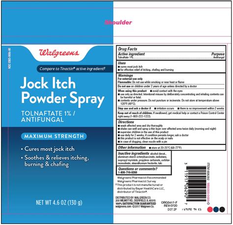 Walgreen Co Jock Itch Powder Spray Drug Facts