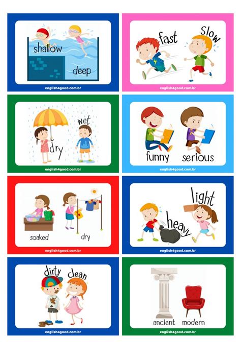English4good Opposite Flashcards Vocabulary Practice Learning