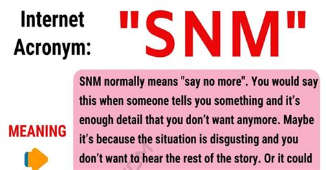 Snm Meaning How To Use The Acronym Snm With Useful Examples 7esl