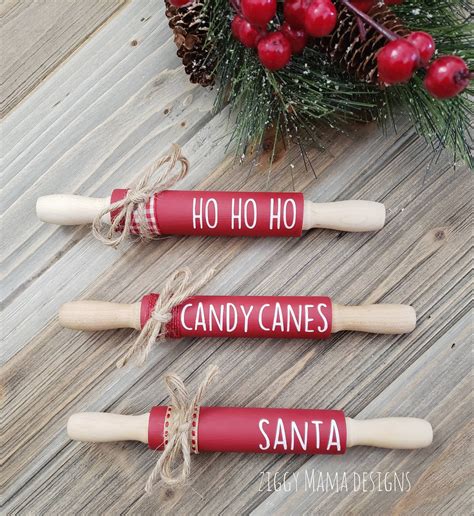 Christmas Mini Rolling Pins Mini Wooden Rolling Pins Etsy