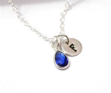 Sapphire Necklace Personalized Birthstone Sterling Silver Sapphire