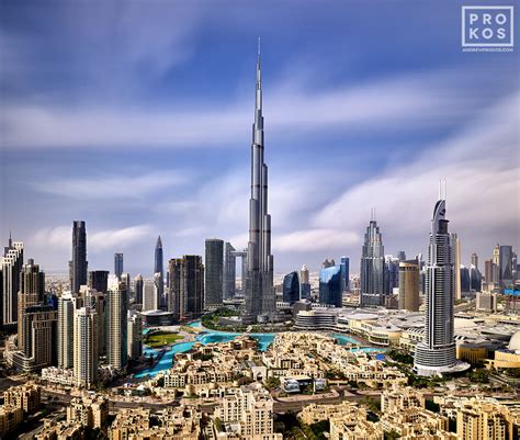 Burj Khalifa And Downtown Dubai Cityscape Framed Photo By Andrew Prokos